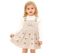 Ensemble Femme Chic et Elegant Fille, Tenue 2 Pièces Jupe Bretelles, Vêtement Automne Hiver Ado, Costume Enfant 1-5 Ans(White, 2-3 Years)