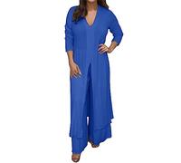 Ensemble Femme Chic et Elegant - Grande Taille Tunique Chemise Pantalons Fluide Large Survêtement Coton et Lin Homewear Femme Tenue De Sport Chic Et Elegant Survetement Léger Et Respirant