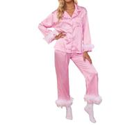 Ensemble Femme Chic Et Elegant,Pyjama Chaud,Pyjama élégants pour Femme Ensemble Two pièces Comfort Haute Couture Vêtements d'intérieur Douillets pour Femme - Confort Quotidien et Style Intemporel (L)