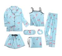 Ensemble Femme Chic Et Elegant,Pyjama Femme,Ensemble de vêtements de Nuit Polyvalent pour Femmes - Confort Quotidien et Rester chez soi avec Style Coupe Unique et détails (Light Blue, XXL)