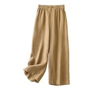 Ensemble Femme Ete, Pantalon en Lin Ete Pantacourt Habillé Ample Taille Elastique pour Soirée Fluide Baggy Femme Chic Et Elegant Été Ete Femme Leger Lin Large Ronde #