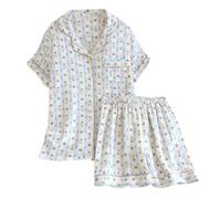 Ensemble Femme Ete Short Pyjama Vêtements De Nuit Coton Élégant Et Débardeur Deux Pièces Été Plage Manches Courtes Avec Poches Pyjamas Pour Pyjashort Vetements Mode Réglable Respirant En Satin Luxueux