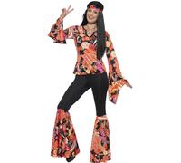 Ensemble Femme Hippie Pattes D'Éléphant + Haut Costume Adulte Années 60 70