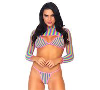 Leg Avenue Top Bikini Résille Arc-en-Ciel String/Assortis Multicolore Taille Unique