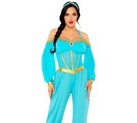 Leg Avenue Desert Princess Halter Jumpsuit Costume - Size S - Turquoise