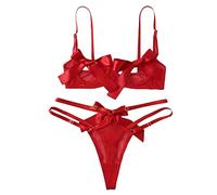 Ensemble Femme Mode Costumes sous-Vêtements Sexy Vêtements De Nuit sous-Vêtements Nouvelles Femmes Sexy Pyjamas Lingerie Lingerie Soutien-Gorge Brève Ensembles(Red,XL)