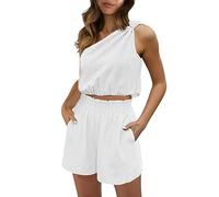 Ensemble Femme Pantalon Et Haut- Ensembles Deux PièCes en Lin Shorts Et Crop Tops BohèMes Collection éTé 2026 VêTements De Plage