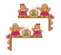 Ensemble Festif Complet : 2 Décorations en Bois de Pères Noël Pâtissiers en Pain d'Épice pour Cadres de Porte, Idéal pour Créer Une Ambiance Joyeuse Lors des Fêtes
