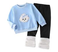 Ensemble Fille 2 Pieces Sweat et Pantalon de Sport Vintage pour Enfant Tenue Casual Manche Longue avec Imprimes pour 6 a 12 Mois ou 1 a 5 Ans
