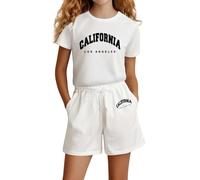 Ensemble Fille Ado Été Tee-Shirt Manche Courte Taille Élastique et Short Ample Chic Confortable Sport Jogging Vacances Style Bohème 2025