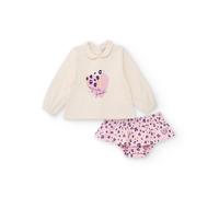 Ensemble fille blouse imprimée cœur et bloomer fleuri rose 12/18M(74/81)