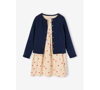 Ensemble fille cardigan et robe imprimée fleurs marine 10A