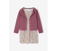 VERTBAUDET Ensemble fille cardigan et robe imprimée fleurs mauve 8A