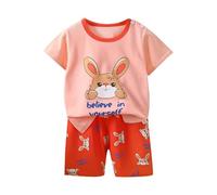Ensemble Fille Cordon De Serrage Ensembles Fille Mignonne Décontracté Mode Manches Courtes Haut Plus Short Vêtement Maison Pyjama Deux Pièces Zéro À Six Ans T-Shirt Short Survêtement Sport Été