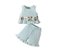 Ensemble Fille débardeur sans Manches et Short Floral léger pour Sorties Estivales Confortable DéGuisement Enfant Robe Ceremonie Fille 12 Ans Tee Shirt Ado Short GarçOn