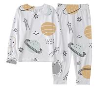 Ensemble Fille Enfant 2-10 Ans Quatre Saisons Ensembles De Pyjama Fille La Mode Cchic DéContracté Costume Pantalon à Manches Longues Ample Maison Confortable Impression Mignon (White, 2-3 Ans)