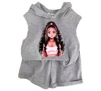 Ensemble Fille Été Deux Pièces Mignon Imprimé Débardeur Short Tout Petit Enfant Vêtement Décontracté Jeu Confortable pour Loisirs(Grey2, 4-5 Years)