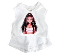 Ensemble Fille Été Deux Pièces Mignon Imprimé Débardeur Short Tout Petit Enfant Vêtement Décontracté Jeu Confortable pour Loisirs(White2, 5-6 Years)