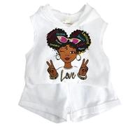Ensemble Fille Été Deux Pièces Mignon Imprimé Débardeur Short Tout Petit Enfant Vêtement Décontracté Jeu Confortable pour Loisirs(White1, 5-6 Years)