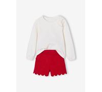 Ensemble fille noël t-shirt et short velours pailleté rouge 6A
