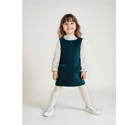 VERTBAUDET Ensemble fille robe chasuble en velours et blouse gaze coton bleu pétrole 5A