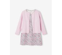 Ensemble fille robe + gilet mauve 10A