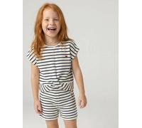 Ensemble fille t-shirt short en maille fantaisie écru 4A