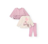 Ensemble fille veste tricot blouse imprimée et legging cœur rose 12/18M(74/81)