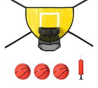 Ensemble Fixation Panier Basket-Ball pour Trampoline, But Basket-Ball Hoop pour Trampoline avec 3 Mini Ballons Basket et 1 Pompe, Accessoires Jeu Basket-Ball Étanches pour Tous Les Âges (Jaune)