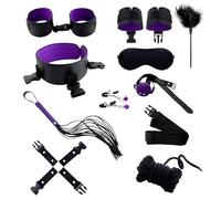 Ensemble fixe 10 pièces étirement double et musculation en cuir bicolore, sec et respirant, kit d'outils simple pour chambre+Y (Violet)