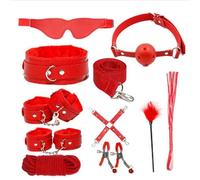 Ensemble fixe étirement domestique 10 pièces, cuir fin à motif sombre/conception amortissante en peluche douce+Y (Rouge)