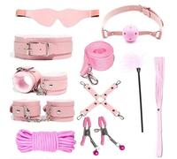 Ensemble fixe étirement domestique 10 pièces, cuir fin à motif sombre/conception amortissante en peluche douce+Y (Rose)