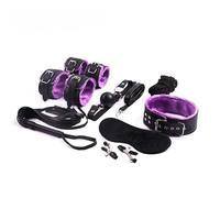 Ensemble fixe étirement domestique 8 pièces en cuir fond noir couleur vive, outils multifonctions ajustables pour entraînement quotidien+Y (Violet)