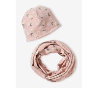 VERTBAUDET Ensemble Fleuri Fille Bonnet + Snood Rose poudré 2/5A