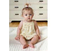 Ensemble fleuri robe et culotte naissance jaune pâle 12M(74CM)