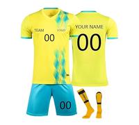 Ensemble Foot Enfant, Ensemble Foot Enfant Personnalisé avec Votre Nom Numéro, Ensemble Maillot de Football Short Chaussettes pour Garçons Hommes #6 L371
