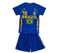 Ensemble Foot Enfant Inspiré Du Brésil - Maillot + Short Bleu