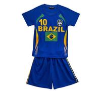 Ensemble foot enfant inspiré du Brésil - Maillot + short bleu - - Bleu 4 ans