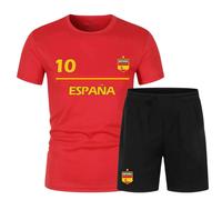 Ensemble Football Homme - Design Inspiré Espagne - Rouge & Noir (Taille Xxl,Couleur Rouge)