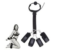 Ensemble FOPS BDSM Bondage avec menottes, entraves pour pieds, collier, bandeau et gag pour couples B65
