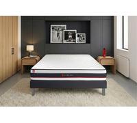Ensemble FORM 140 x 190 cm Sommier Kit NOIR - 19cm - Mousse - Tonique - Sommier kit Noir - Avec couette et oreillers