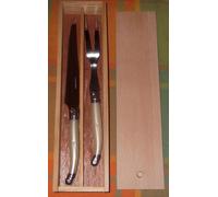 Ensemble Fourchette & Couteau A Viande Laguiole En Coffret Bois Beige