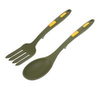 Ensemble Fourchette Cuillère en Silicone Cuisine et Camping Vert | Résistant à Chaleur, Bords Lisses sans Bavure, Sûr et Sain, pour Restaurants