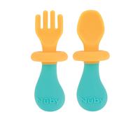 Ensemble fourchette et cuill re Nuby First - Ustensiles avec protections pour b b s de 6 mois et plus - Orange et Aqua