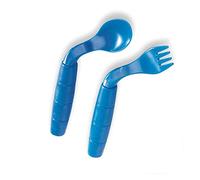 Ensemble fourchette et cuillère courbées pour enfants EasiEaters, couverts pour enfants, droitier, la couleur de l'ensemble peut varier
