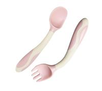 Ensemble fourchette et cuillère en silicone - Ustensiles d'apprentissage | Ensemble de couverts d'apprentissage avec poignée ergonomique pour enfants et filles | Fourchette et cuillère d'entraînement
