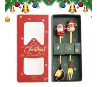 Ensemble fourchette et cuillère Père Noël - Couverts de Noël en acier inoxydable, fourchette et cuillère de Noël en acier inoxydable |