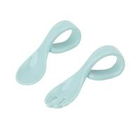 Ensemble fourchette et cuillère pour bébé, fourchette d'entraînement pour bébé, cuillère à manche court, bleu, auto-alimentation, cuillères d'apprentissage, fourchette pour la maison, les voyages