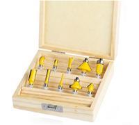 Ensemble Fraiseuse pour bois 10 Queue 6mm Carbure Ensemble Fraiseuse | Queue 6mm universelle, carbure trempé, pour rainures et chants, compatible CNC, longue durée de vie