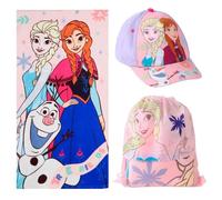 Ensemble Frozen pour la Plage et la Piscine : Serviette, Chapeau et Sac à Dos - Ensemble Enfant La Reine des Neiges avec Chapeau, Serviette et Sac, Ensemble d’été Complet pour garçons et Filles